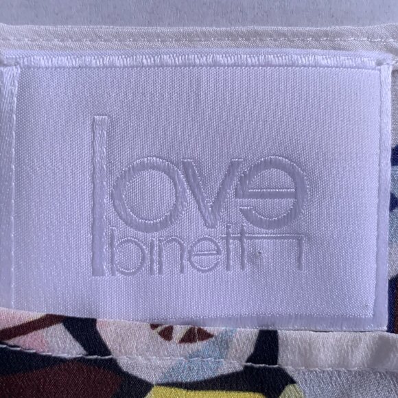 LOVE BINETTI Womens Sz L Geometric bird print Blouse 100% silk - Picture 11 of 14